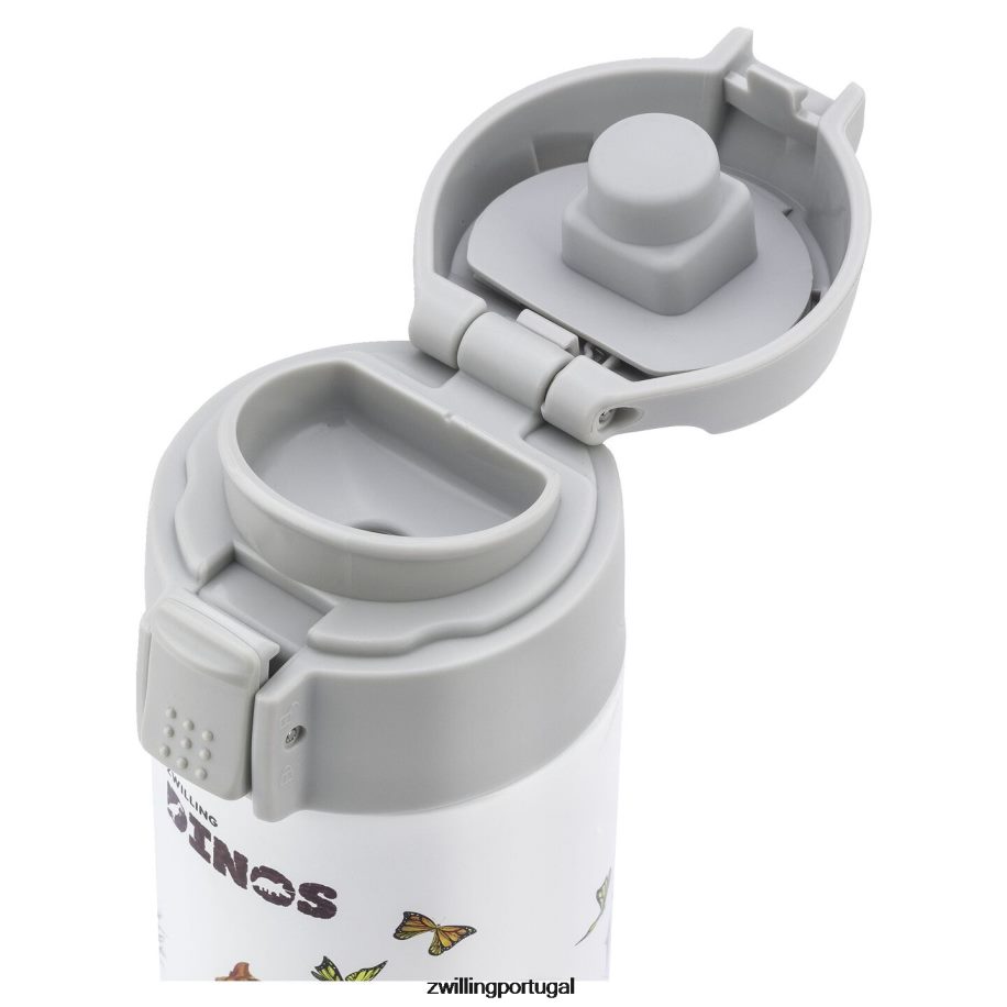 Zwilling cozinha 442PVP534 garrafa para beber dinos dinos, 350 ml, aço inoxidável, branco-cinza