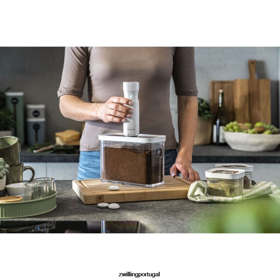 Zwilling cozinha 442PVP478 Conjunto de recipientes para cubos Fresh & Save com bomba de vácuo, médio, 6 peças, branco transparente