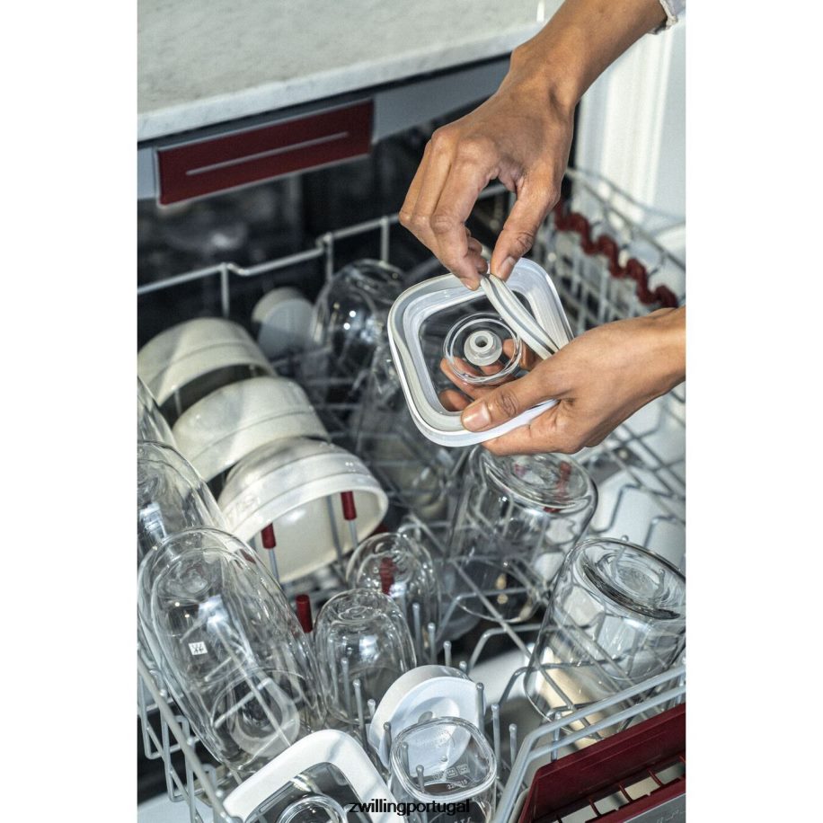 Zwilling cozinha 442PVP478 Conjunto de recipientes para cubos Fresh & Save com bomba de vácuo, médio, 6 peças, branco transparente