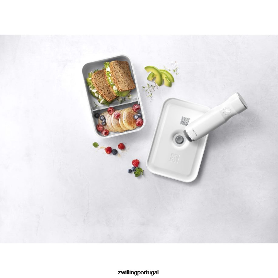 Zwilling cozinha 442PVP514 Fresh & save l lancheira plana a vácuo, plástico, branco-cinza