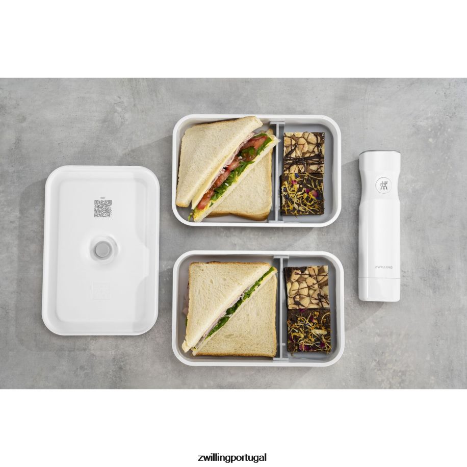 Zwilling cozinha 442PVP514 Fresh & save l lancheira plana a vácuo, plástico, branco-cinza