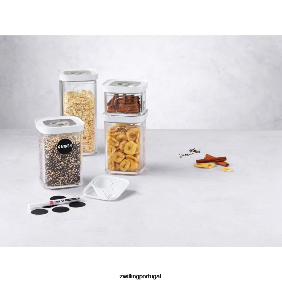 Zwilling cozinha 442PVP525 Conjunto de recipientes para cubos Fresh & Save com bomba de vácuo, pequeno, 7 peças, branco transparente