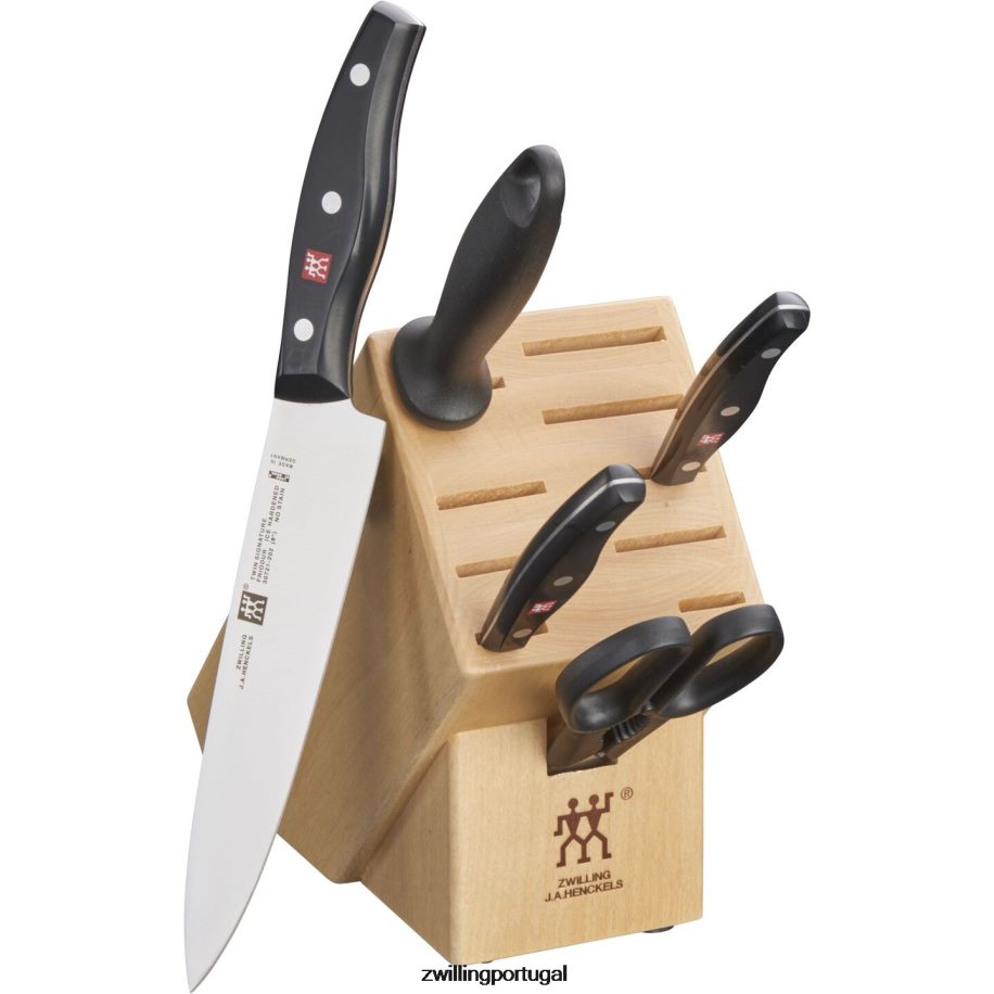 Zwilling talheres 442PVP258 assinatura dupla 6 peças, conjunto de bloco de faca, natural