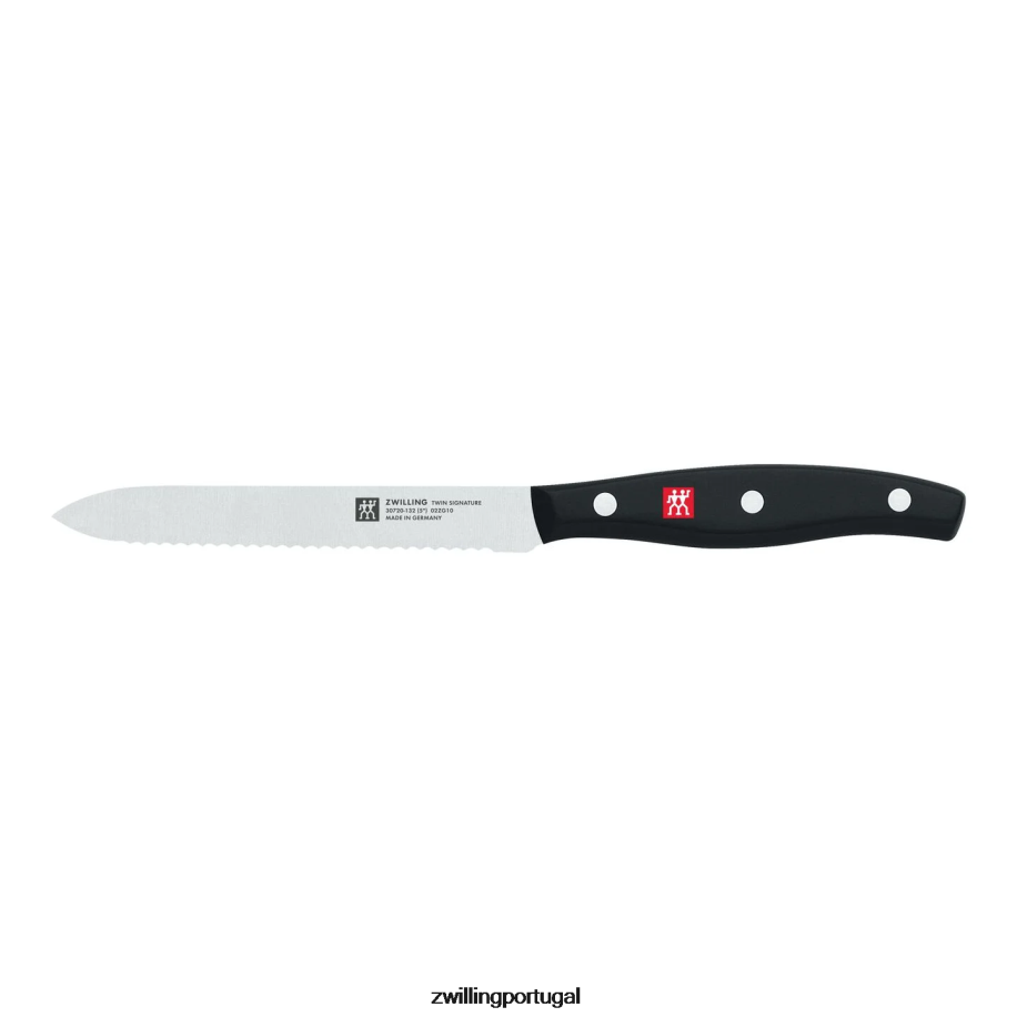 Zwilling talheres 442PVP281 faca utilitária dupla de 5 polegadas, borda serrilhada