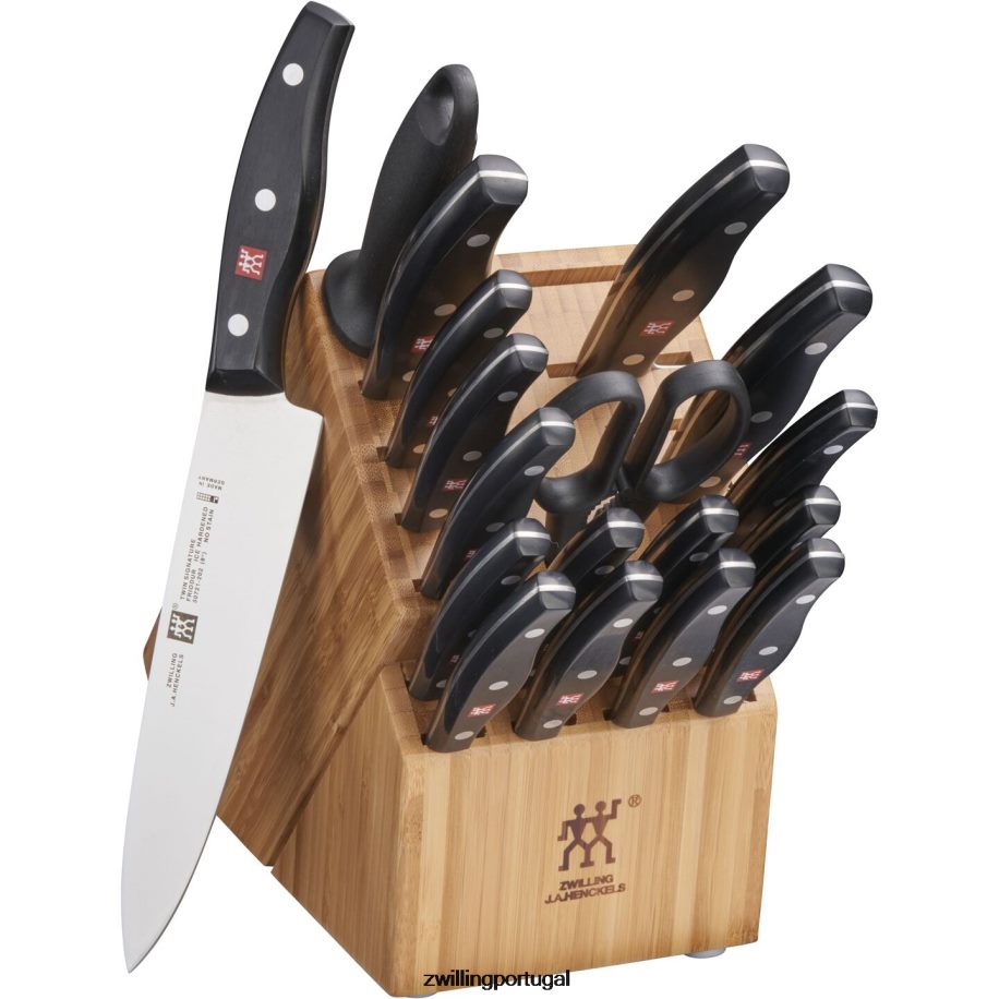 Zwilling talheres 442PVP360 assinatura dupla 19 peças, conjunto de bloco de faca