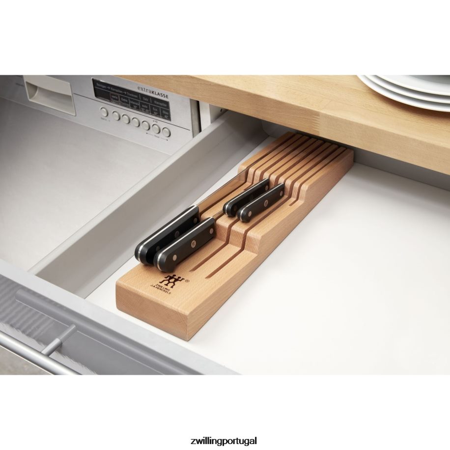 Zwilling talheres 442PVP139 armazenamento em madeira de faia, organizador de facas na gaveta