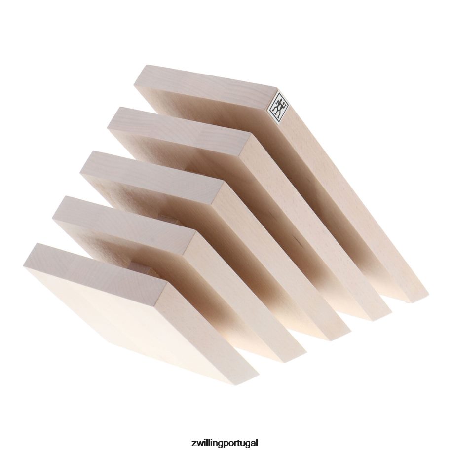 Zwilling talheres 442PVP207 madeira de faia para armazenamento, madeira de faia, bloco magnético italiano inclinado - manchado de branco