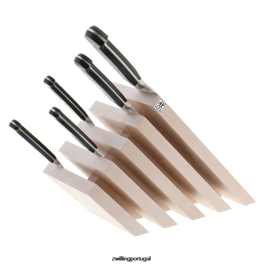 Zwilling talheres 442PVP207 madeira de faia para armazenamento, madeira de faia, bloco magnético italiano inclinado - manchado de branco