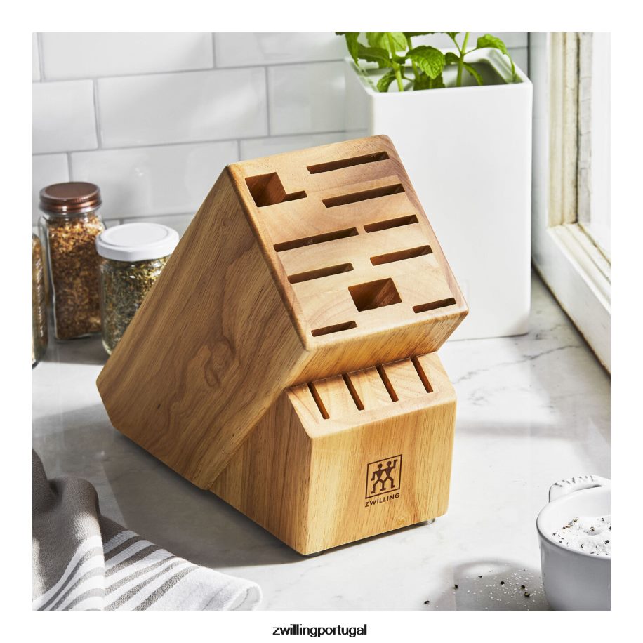 Zwilling talheres 442PVP223 bétula de armazenamento, bloco de faca duplo de bétula vazio