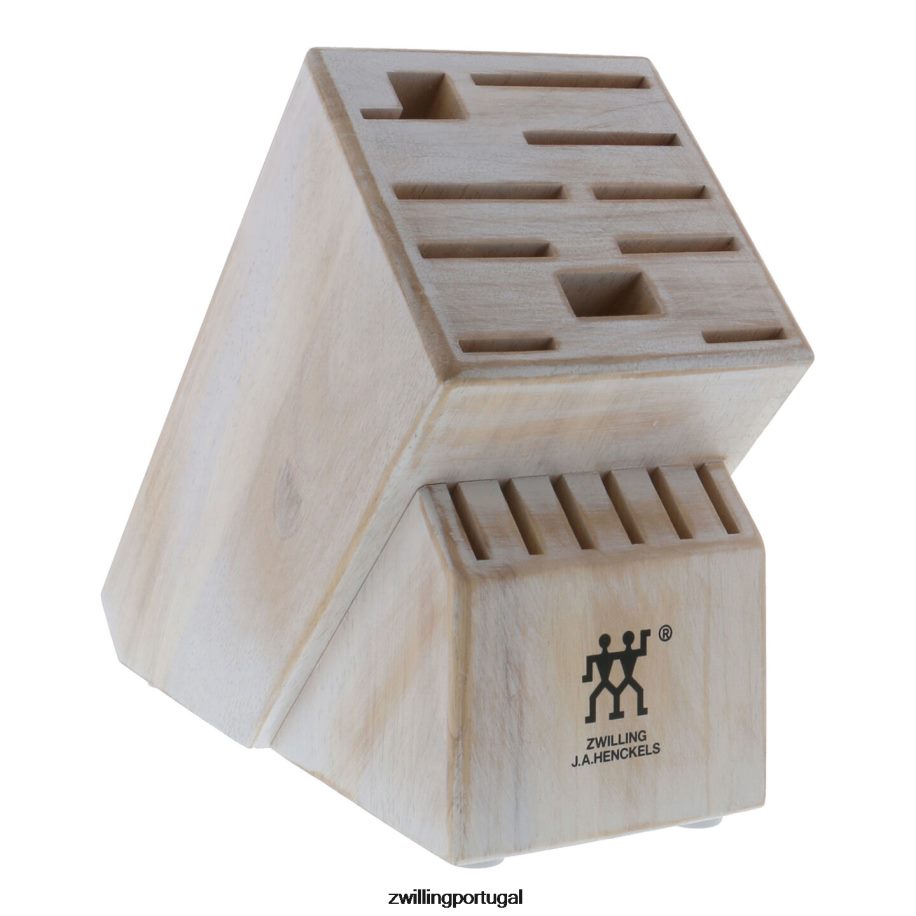 Zwilling talheres 442PVP332 armazenamento de seringueira, seringueira, bloco de faca branco rústico duplo vazio