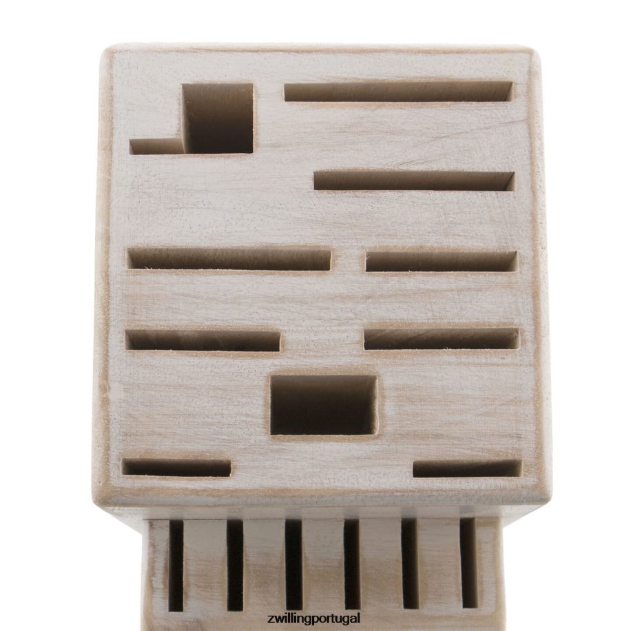 Zwilling talheres 442PVP332 armazenamento de seringueira, seringueira, bloco de faca branco rústico duplo vazio