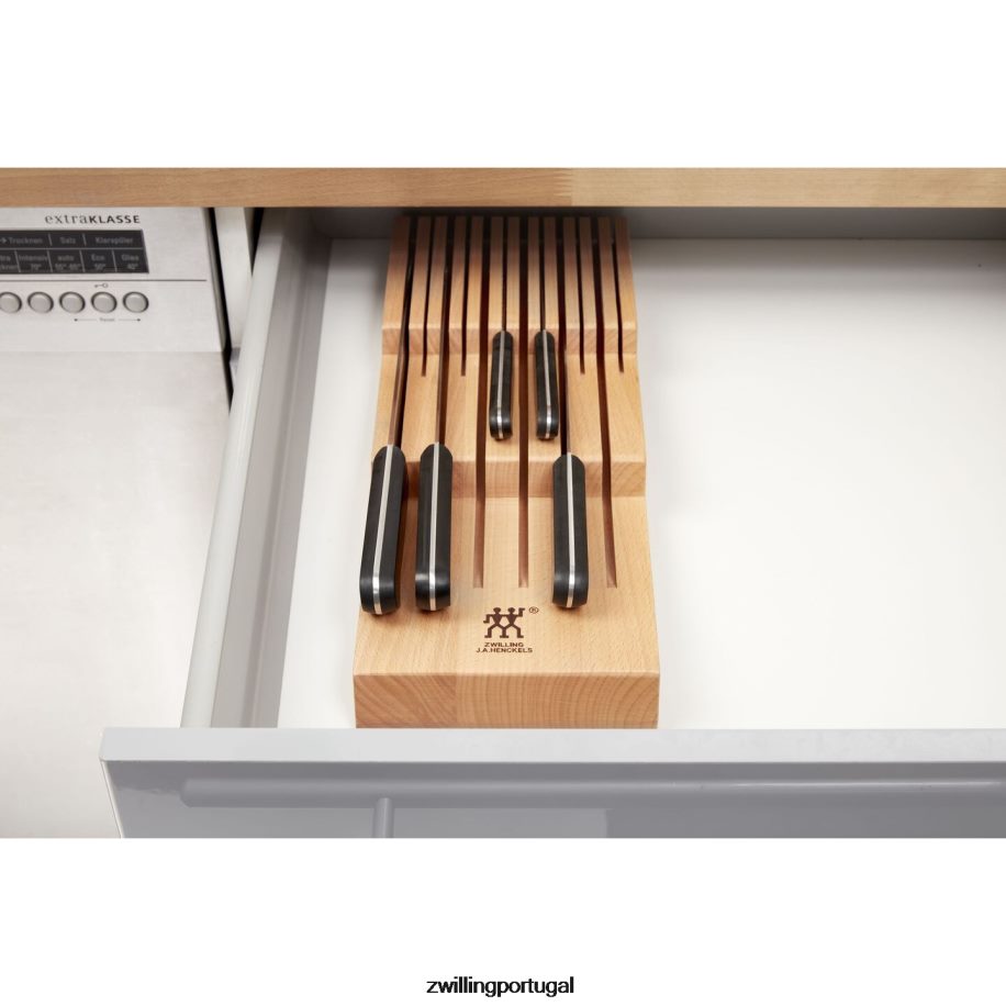 Zwilling talheres 442PVP70 armazenamento em madeira de faia, organizador de facas na gaveta