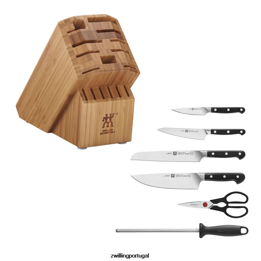 Zwilling talheres 442PVP100 pro 7 peças, conjunto de bloco de faca, bambu