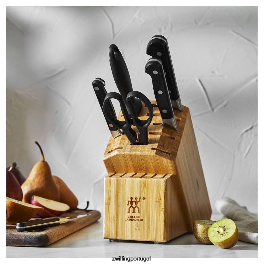 Zwilling talheres 442PVP100 pro 7 peças, conjunto de bloco de faca, bambu