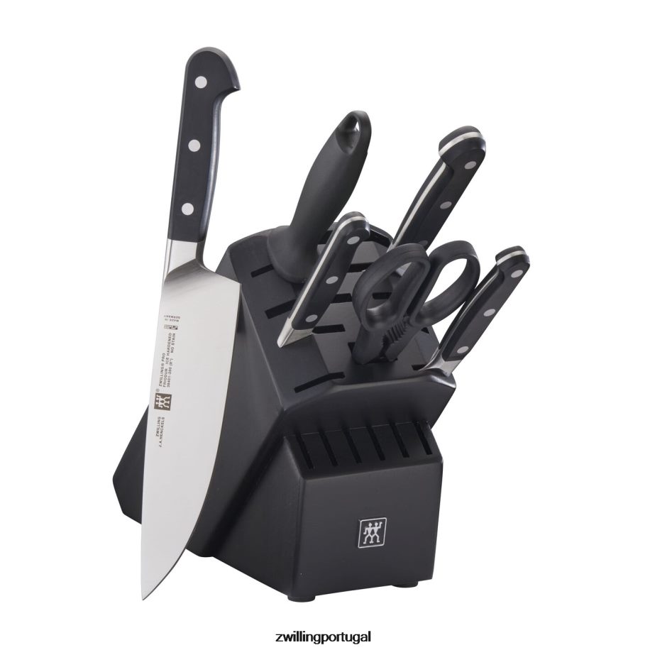 Zwilling talheres 442PVP101 pro 7 peças, conjunto de bloco de faca, preto fosco