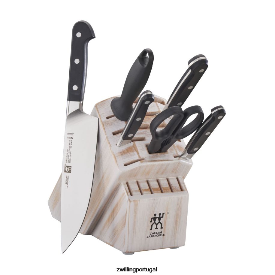Zwilling talheres 442PVP102 pro 7 peças, conjunto de bloco de faca, branco rústico