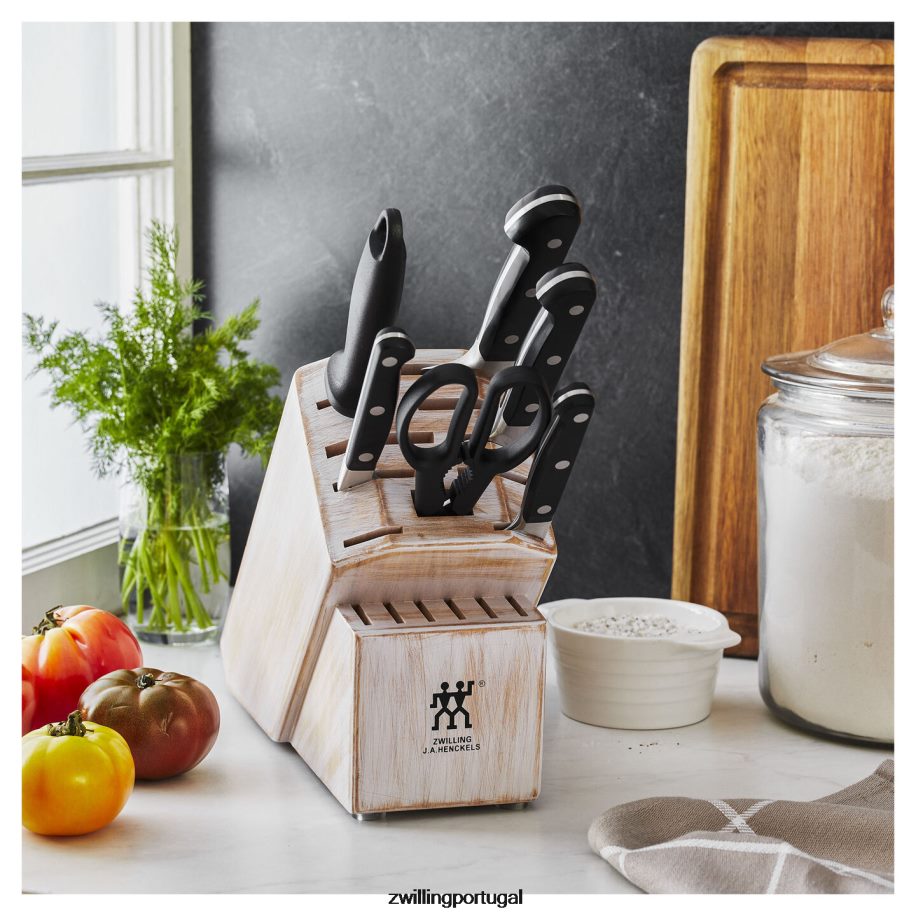 Zwilling talheres 442PVP102 pro 7 peças, conjunto de bloco de faca, branco rústico