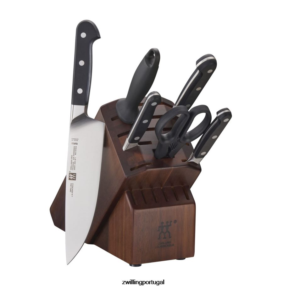 Zwilling talheres 442PVP93 pro 7 peças, conjunto de bloco de faca, acácia