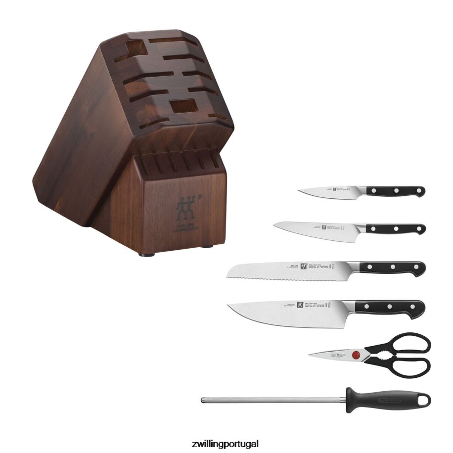 Zwilling talheres 442PVP93 pro 7 peças, conjunto de bloco de faca, acácia