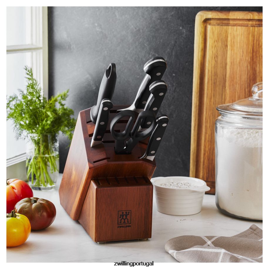 Zwilling talheres 442PVP93 pro 7 peças, conjunto de bloco de faca, acácia