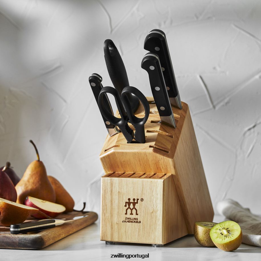 Zwilling talheres 442PVP94 pro 7 peças, conjunto de bloco de faca, natural