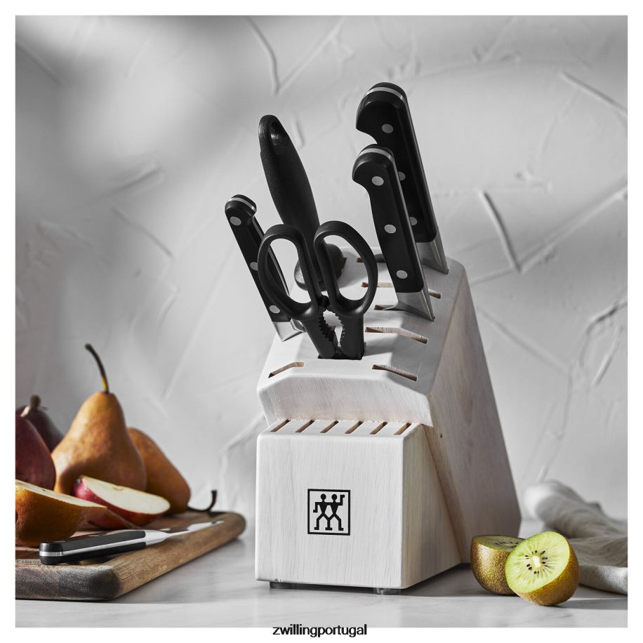 Zwilling talheres 442PVP96 pro 7 peças, conjunto de bloco de faca, branco