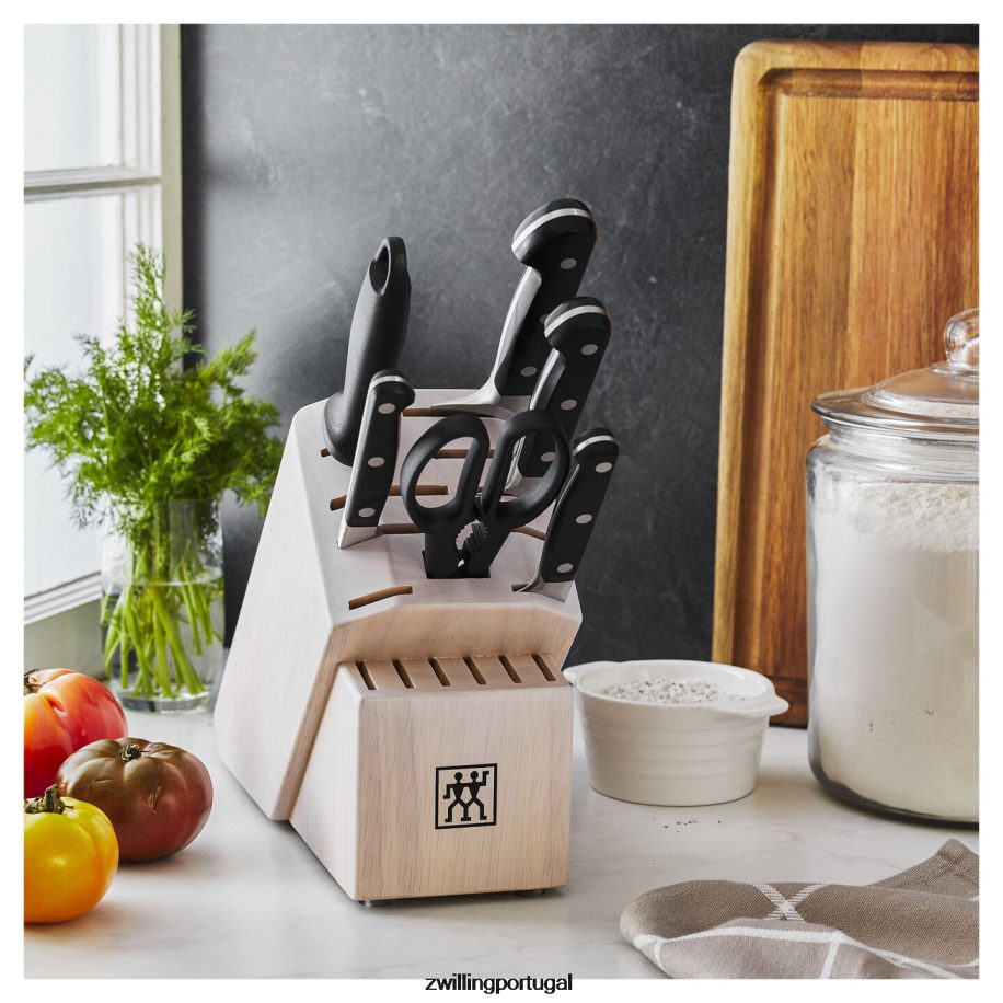 Zwilling talheres 442PVP96 pro 7 peças, conjunto de bloco de faca, branco
