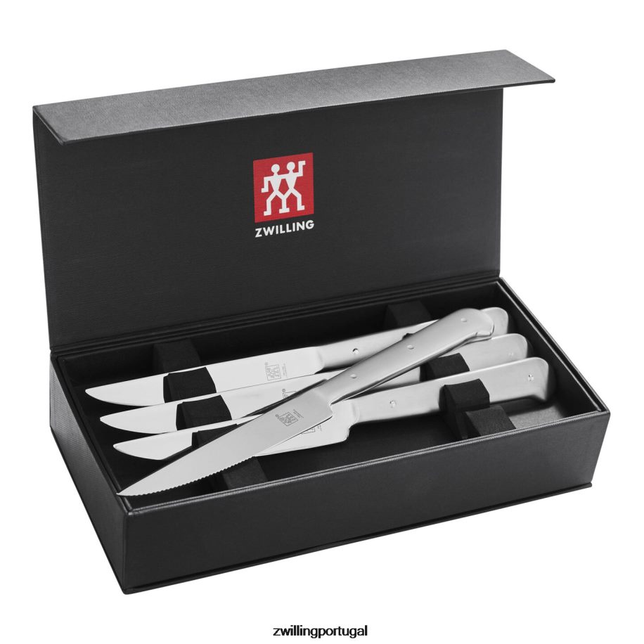 Zwilling talheres 442PVP9 Conjuntos de bife de 8 peças, conjunto de faca de bife de aço inoxidável em caixa de apresentação preta