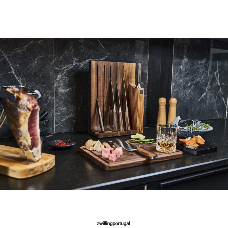 Zwilling talheres 442PVP367 twin 1731 7 peças, conjunto de bloco de faca, marrom