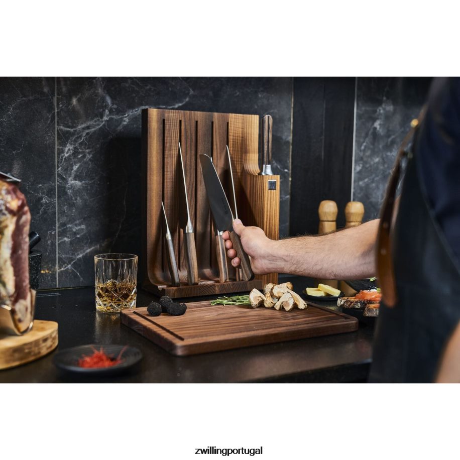 Zwilling talheres 442PVP367 twin 1731 7 peças, conjunto de bloco de faca, marrom