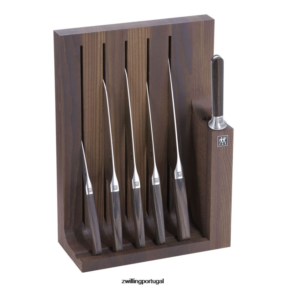 Zwilling talheres 442PVP375 twin 1731 7 peças, conjunto de bloco de faca, marrom