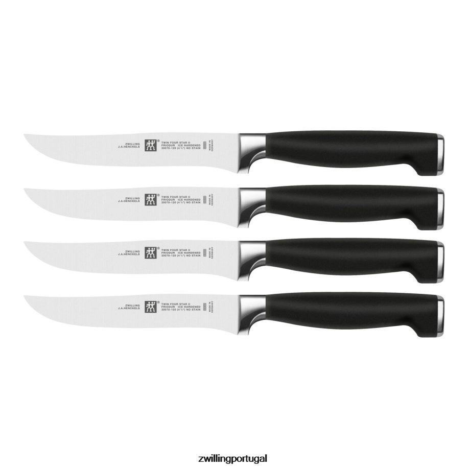 Zwilling talheres 442PVP373 twin four star ii 4 peças, conjunto de faca para bife