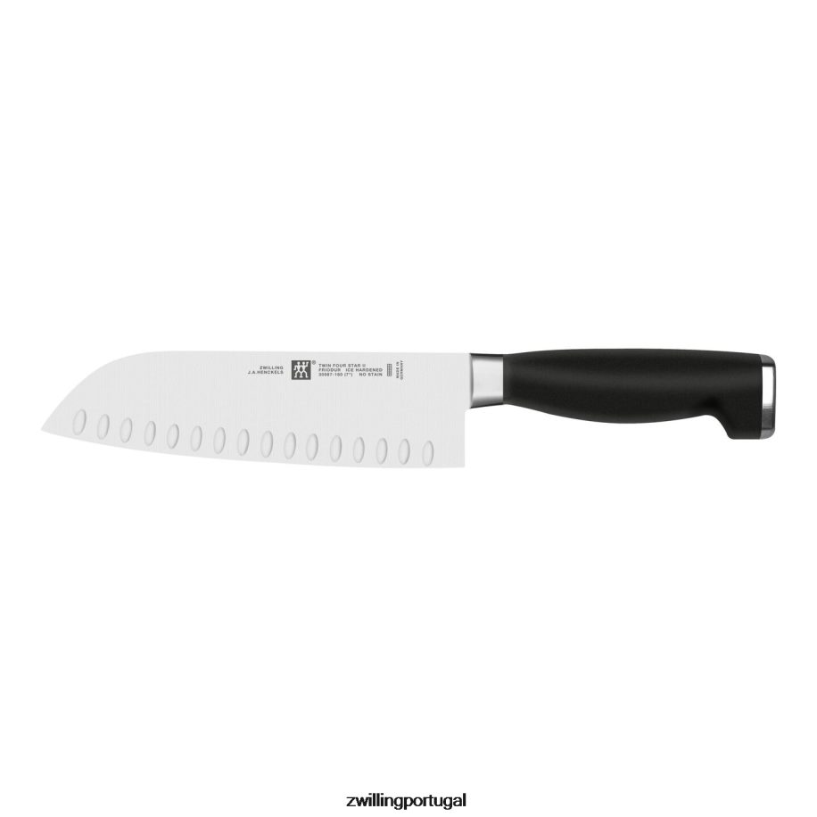 Zwilling talheres 442PVP403 faca santoku twin four star ii de 7 polegadas com borda oca