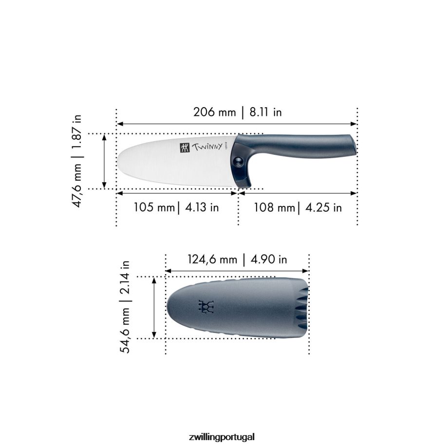 Zwilling talheres 442PVP97 Twinny 4,25 polegadas, faca de chef, azul