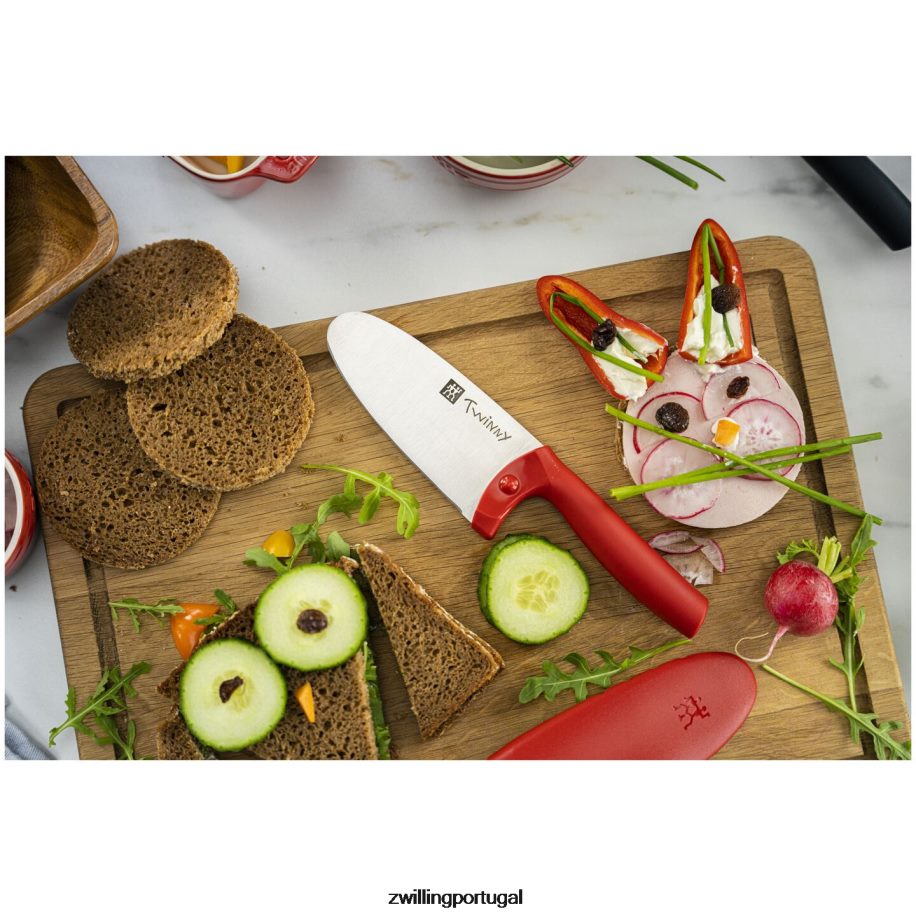 Zwilling talheres 442PVP98 Twinny 4,25 polegadas, faca de chef, vermelha