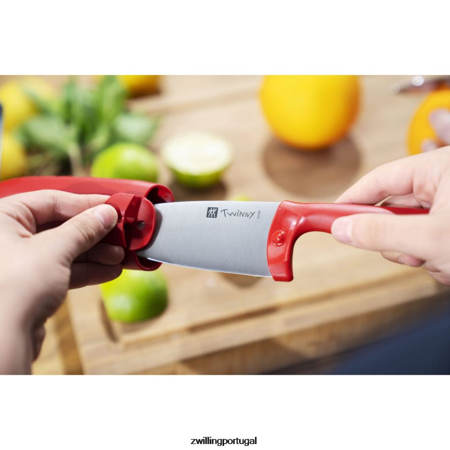Zwilling talheres 442PVP98 Twinny 4,25 polegadas, faca de chef, vermelha