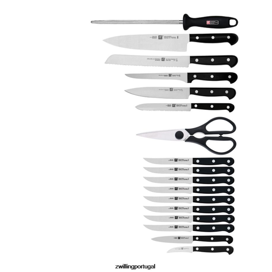 Zwilling talheres 442PVP12 Twin gourmet 18 peças, conjunto de bloco de faca, natural