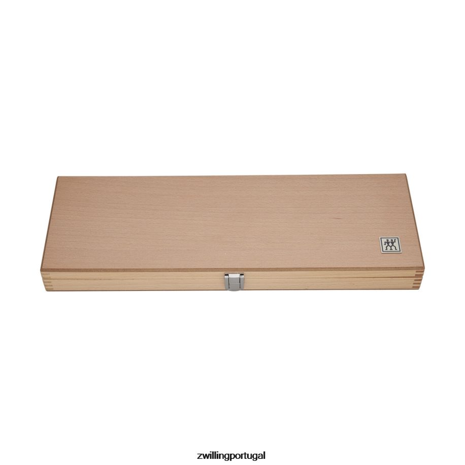 Zwilling talheres 442PVP361 conjunto gourmet duplo de 8 peças, faca de bife com estojo de apresentação de madeira
