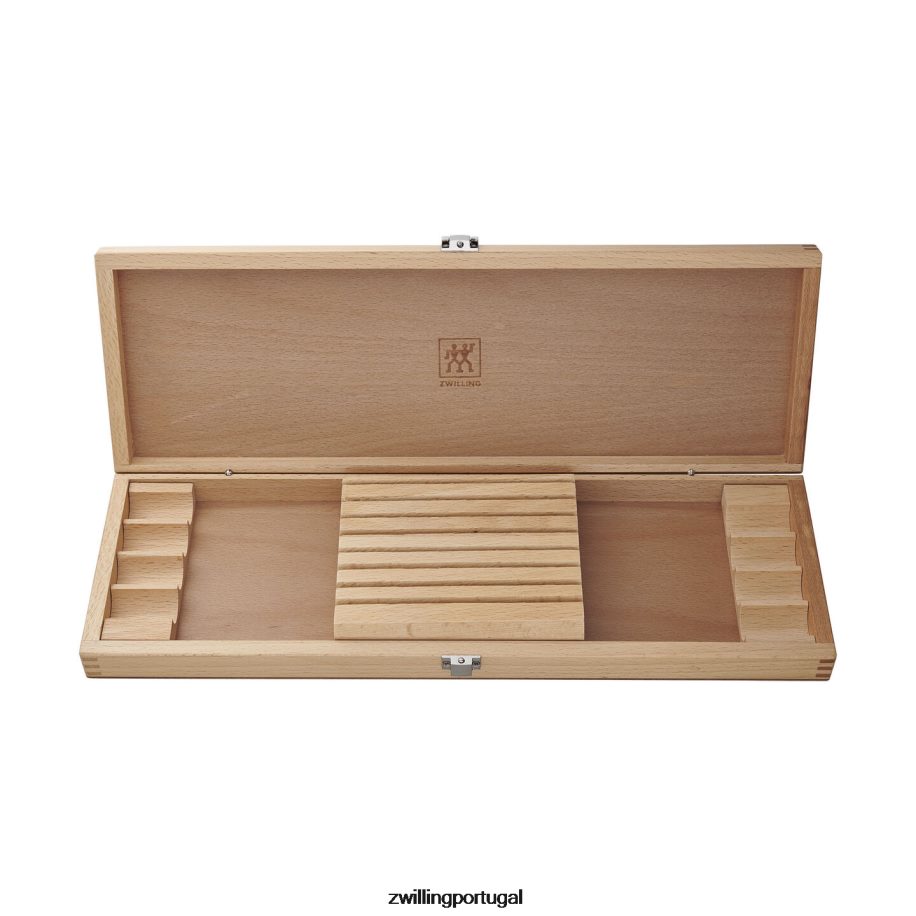 Zwilling talheres 442PVP361 conjunto gourmet duplo de 8 peças, faca de bife com estojo de apresentação de madeira