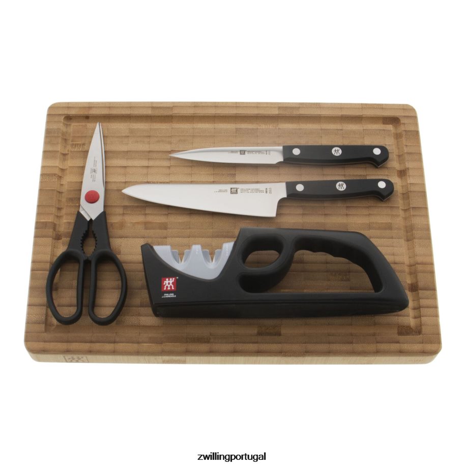 Zwilling talheres 442PVP420 conjunto gourmet de 5 peças, tábua de corte