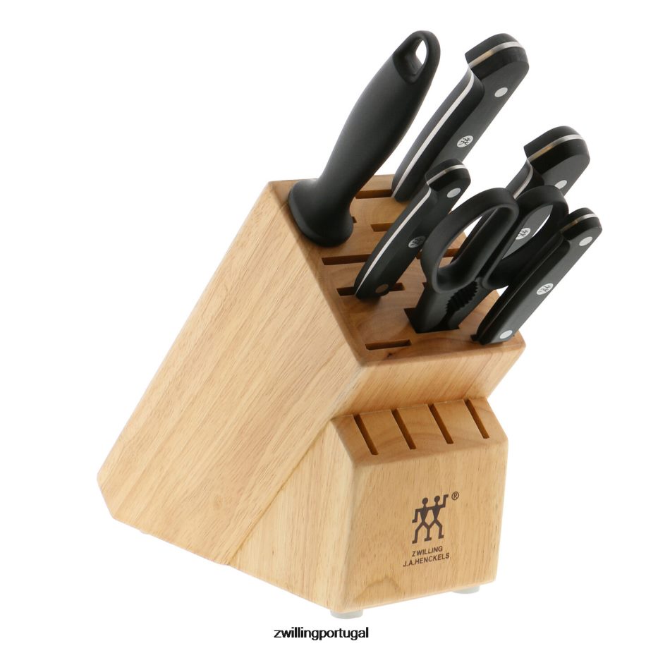 Zwilling talheres 442PVP59 gourmet 7 peças, conjunto de bloco de faca, natural