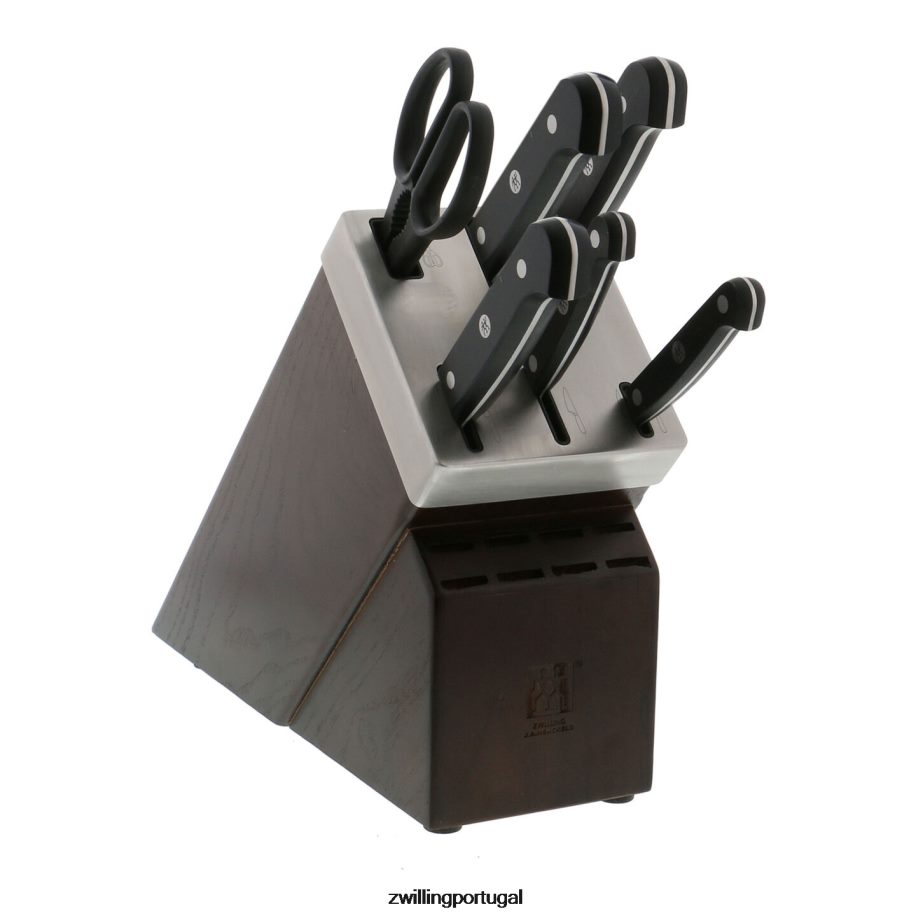 Zwilling talheres 442PVP81 conjunto de bloco de faca autoafiável gourmet de 7 peças, marrom
