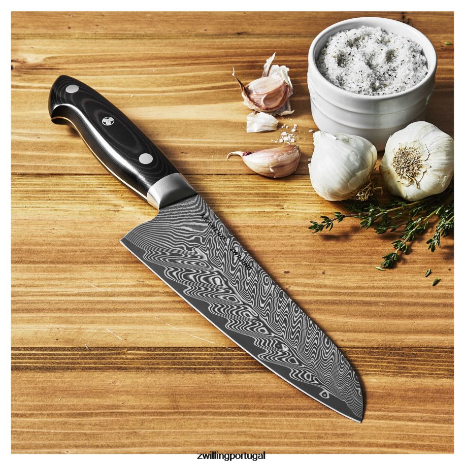 Zwilling talheres 442PVP129 kramer - coleção euroline inoxidável damasco faca santoku de 7 polegadas, fio fino