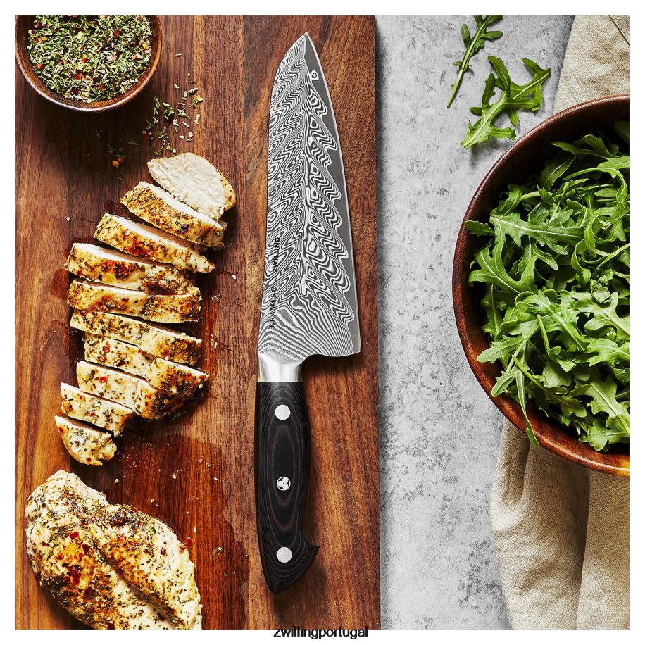 Zwilling talheres 442PVP129 kramer - coleção euroline inoxidável damasco faca santoku de 7 polegadas, fio fino