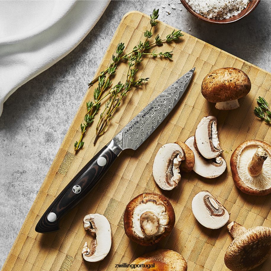 Zwilling talheres 442PVP272 kramer - coleção euroline inoxidável damasco de 3,5 polegadas, faca de descascar