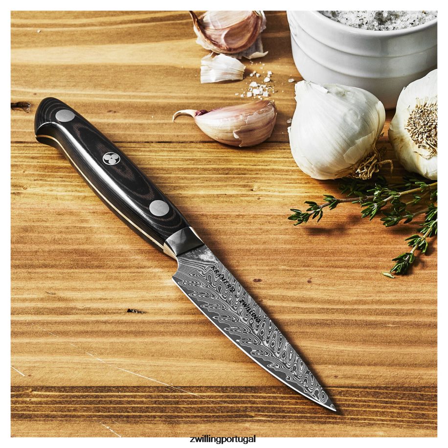 Zwilling talheres 442PVP272 kramer - coleção euroline inoxidável damasco de 3,5 polegadas, faca de descascar