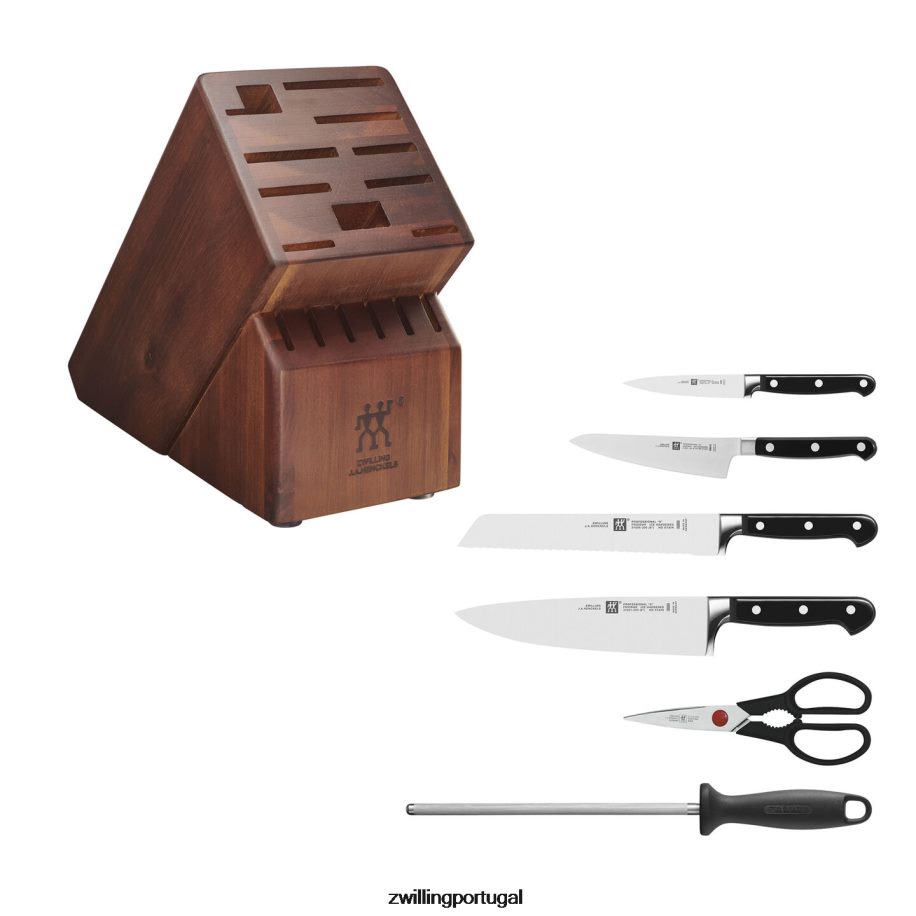 Zwilling talheres 442PVP109 profissional 7 peças, conjunto de bloco de faca, acácia