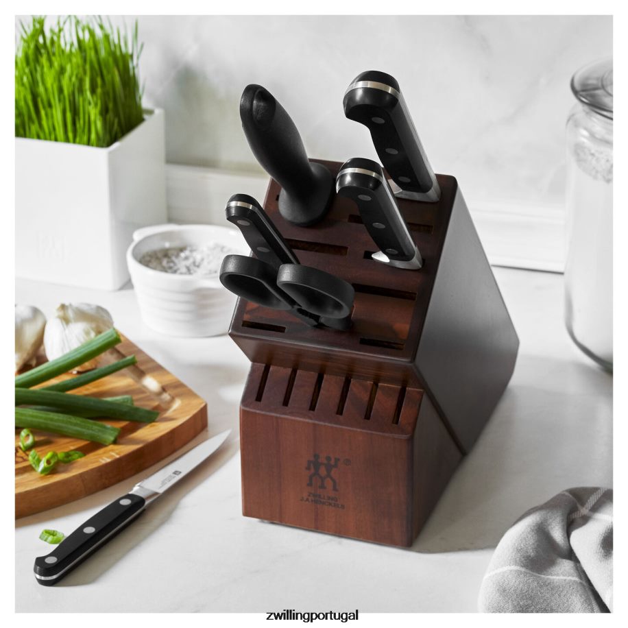 Zwilling talheres 442PVP109 profissional 7 peças, conjunto de bloco de faca, acácia