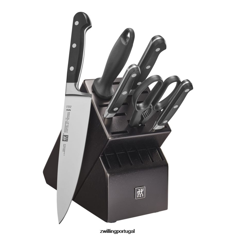 Zwilling talheres 442PVP111 profissional 7 peças, conjunto de bloco de faca, preto fosco