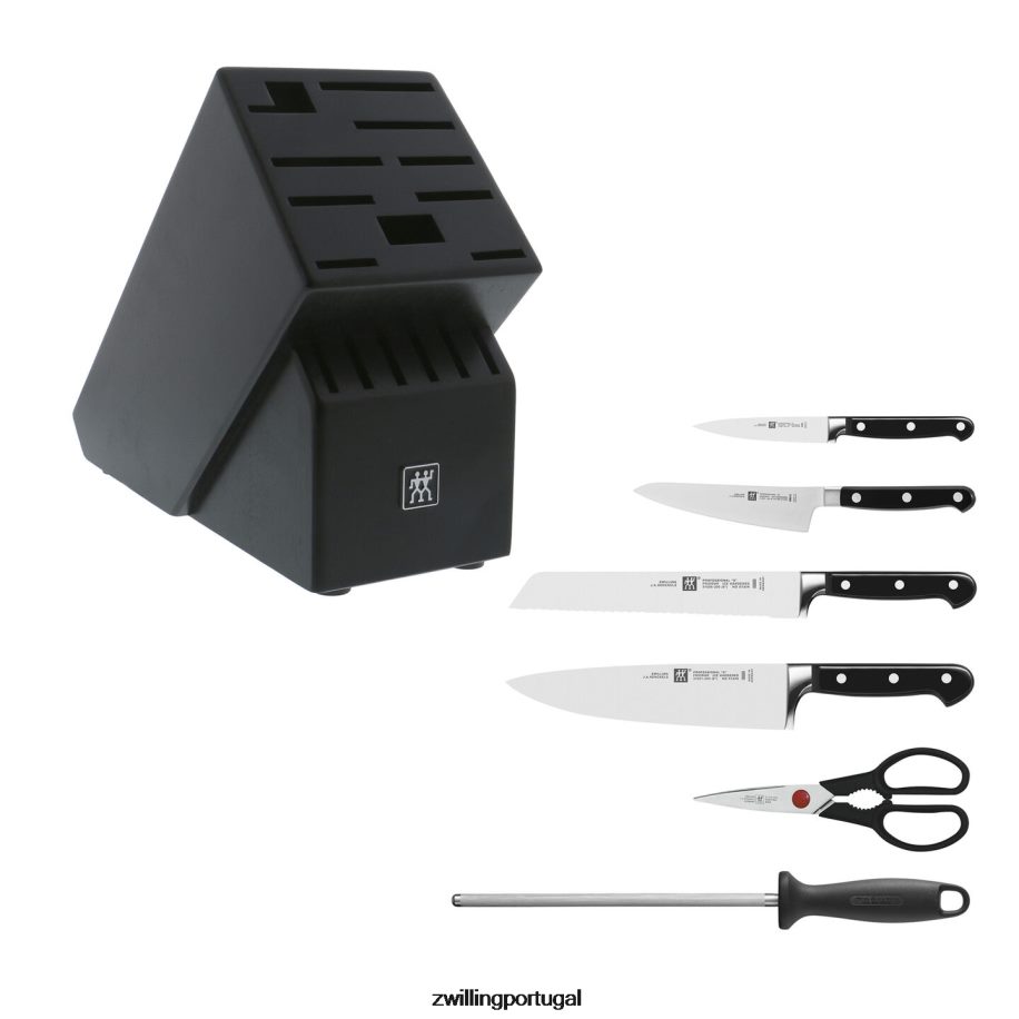 Zwilling talheres 442PVP111 profissional 7 peças, conjunto de bloco de faca, preto fosco
